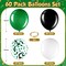 60 Pcs 12 Inch Balloons Kit Confetti Latex Metallic Balloons with 2 Rolls Ribbon Party Favor for Memorial Day, Birthdays, Fourth of July, Halloween Decorations(Black, Green, White)